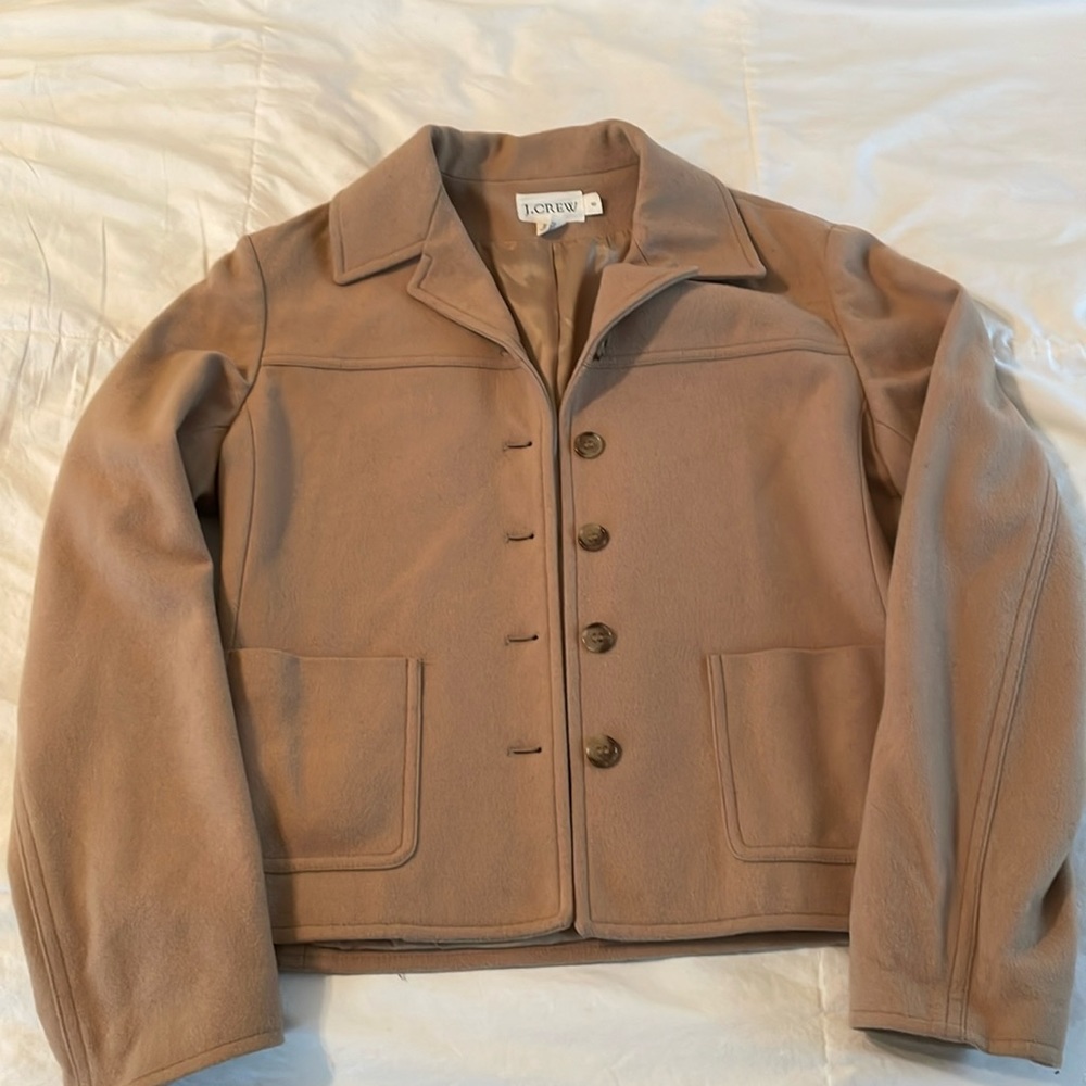 JCrew tan blazer with buttons and pockets